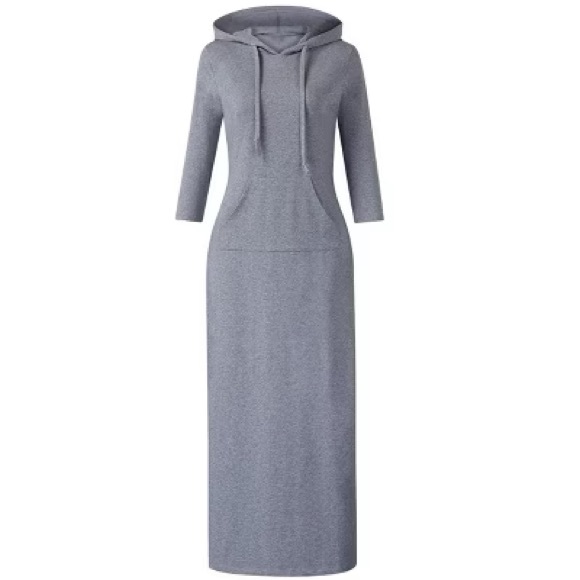 MISSKY Women's Casual Pocket Slim Pullover Maxi Hoodie Dress - Picture 1 of 6